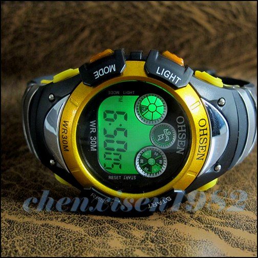 OHSEN Kids Boys Girls Child Multifunction LED Alarm Stop Sport Wrist 