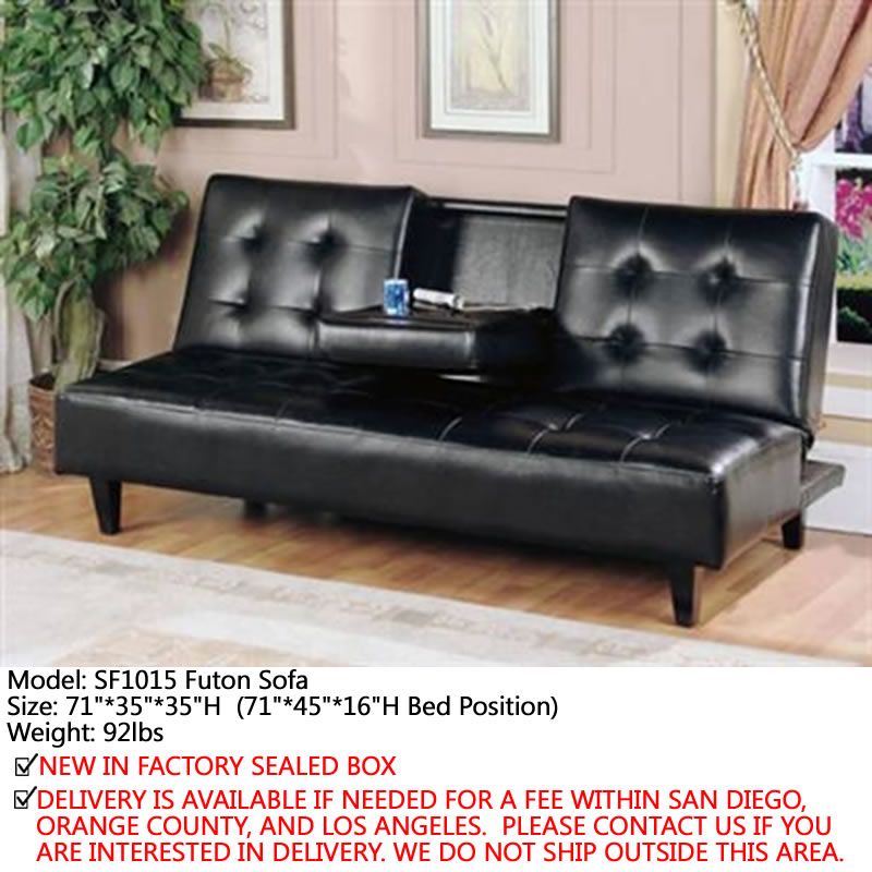 New Black PU Leather Futon Sofa Bed Day Bed Office Chair / Bench 