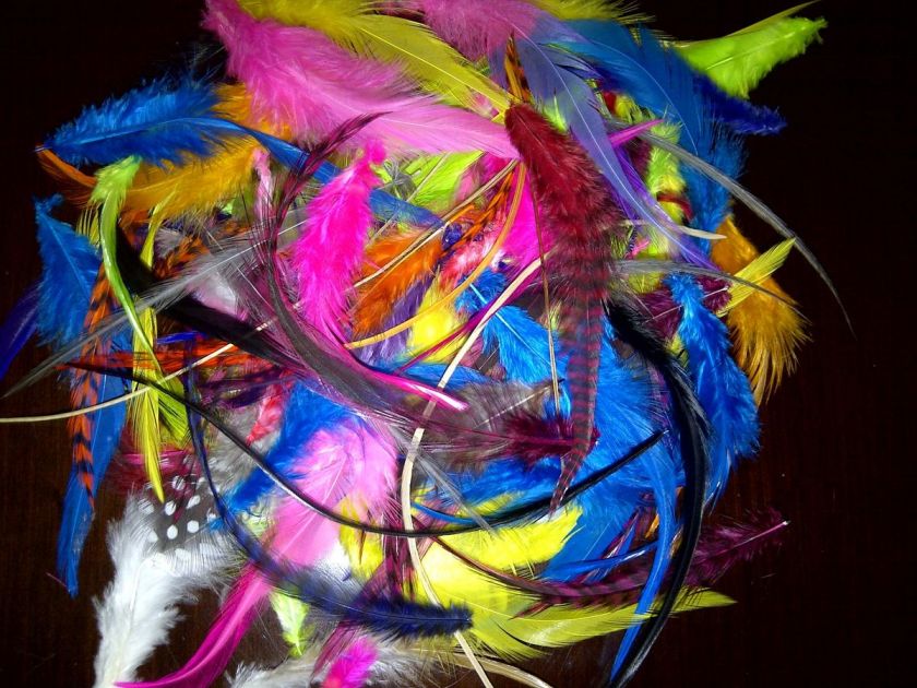   of 100 +** SALON PACK GRIZZLY & SOLID FEATHERS FOR HAIR ETC  