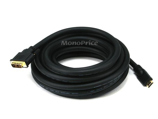 25FT HDMI   DVI D *24AWG* CABLE HDTV PLASMA DVD (Gold)  