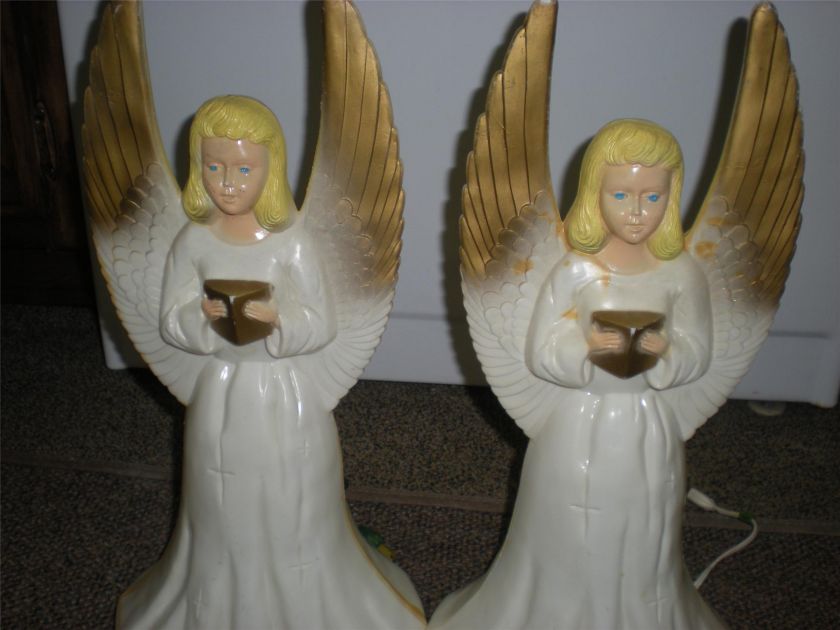 VINTAGE ANGEL BLOW MOLD LIGHTED CHRISTMAS ORNAMENTS  IN 