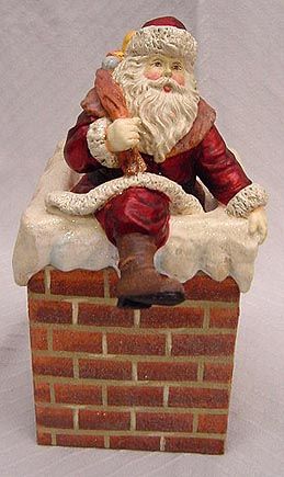 DEPT. 56 CHRISTMAS SANTA CHIMNEY CANDY BOX DECORATION  