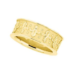 10KT Yellow Gold Fleur de Lis Band Ring NEWSize 5  