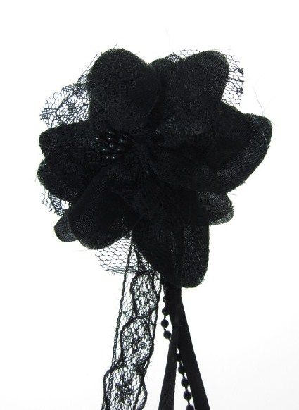   satin lace beaded pin corsage this flower pin is made up of black