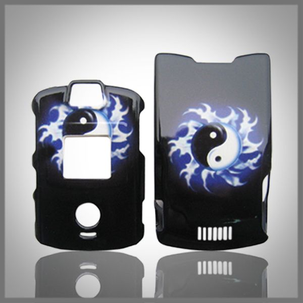 YING YANG BLACK CASE COVER FACEPLATE MOTOROLA RAZR V3  