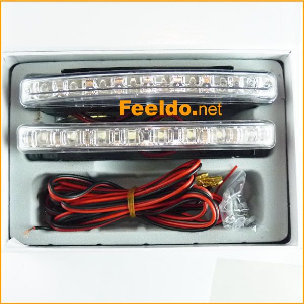 White Euro DRL Drive Daytime Running LED Light Kit Lamp  