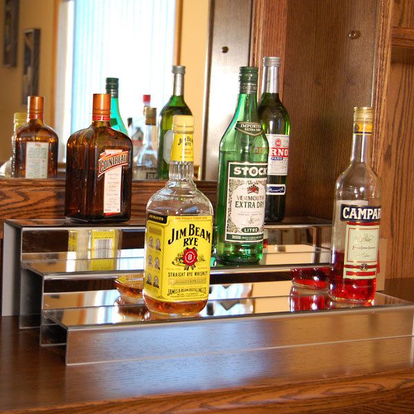 24 inch 3 Tier Liquor Bottle Shelf   Mirror Finish 845033037346  