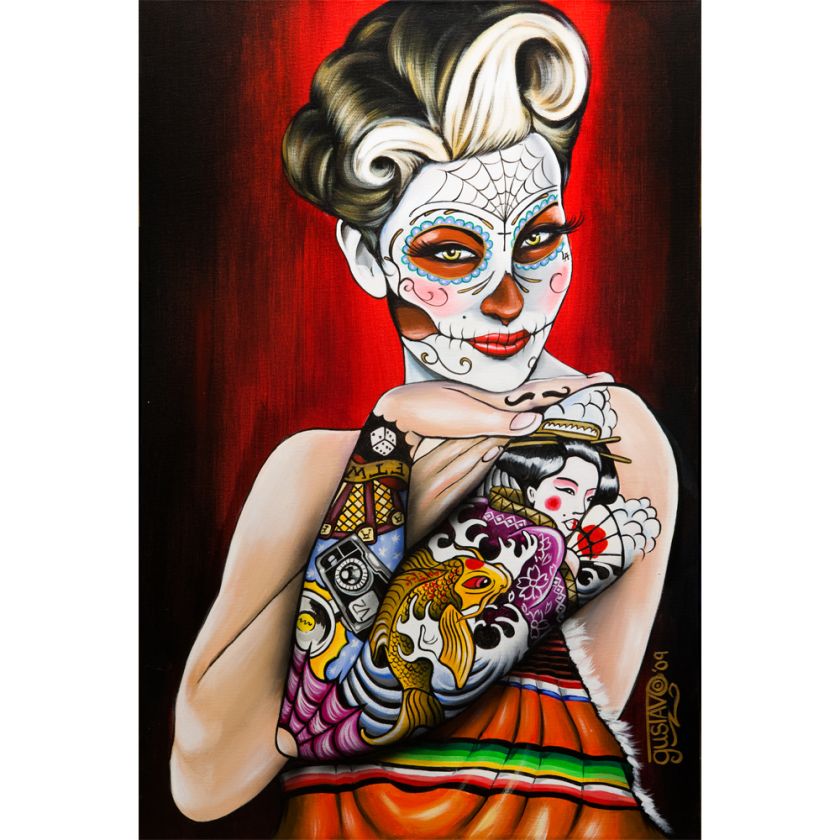 Andi By Gustavo Rimada Mexican Latina Woman Pin Up Tattoo Death Mask 