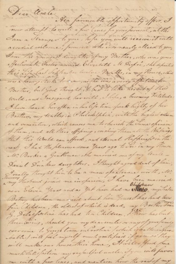   Letter 8/13/1801 per ship William Holmes Georgetown South Carolina