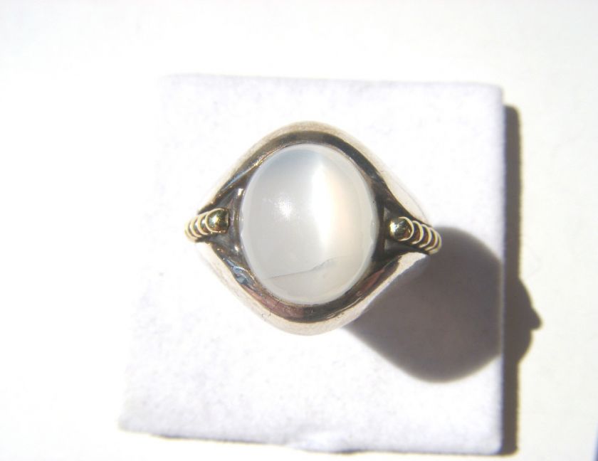 Estate Lagos Caviar 925 18K Gold Moonstone Ring Size 7  