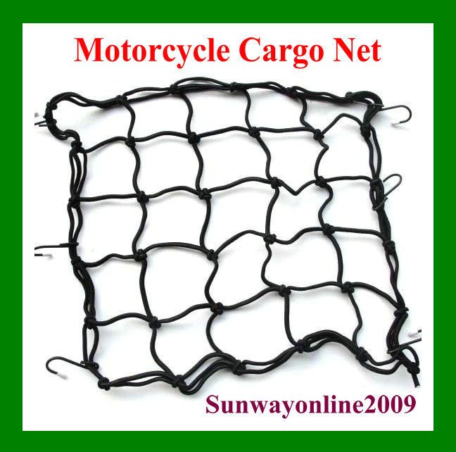 Motorcycle Motorbike Cargo Hold Down Net Web 6 Hooks New Bungee Black 