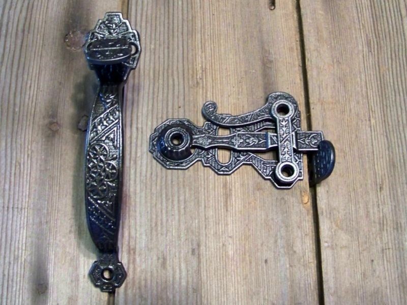 Thumb Latch complete gate drop attic door old antique fancy Victorian 