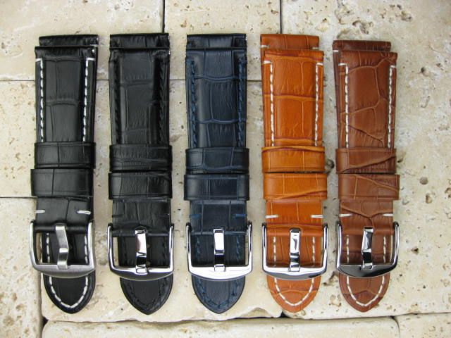 24mm Gator Leather Strap Band for PANERAI Tang Buckle  