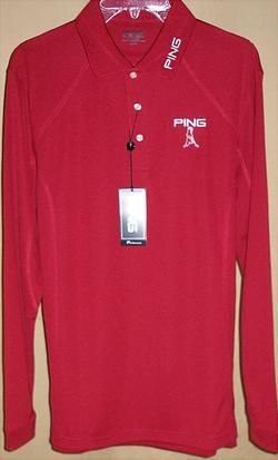 PING Tour Logo Long Sleeve textured ottoman polo XXL(Dark Berry 