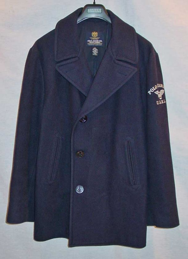 POLO JEANS CO RALPH LAUREN MENS NAVY PEA COAT SZ XL NEW  