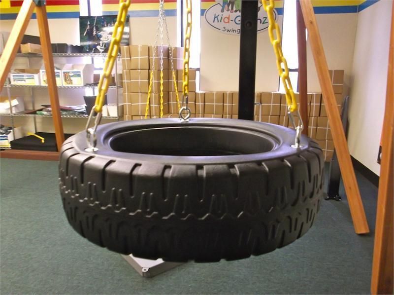 Black Plastic 3 Chain Tire Swing w/Coated Chain  