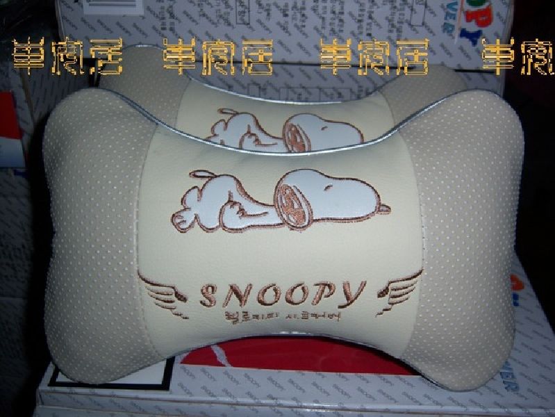 Snoopy Leather Headrest Pillow Cushion 2pcs 3 Colours  