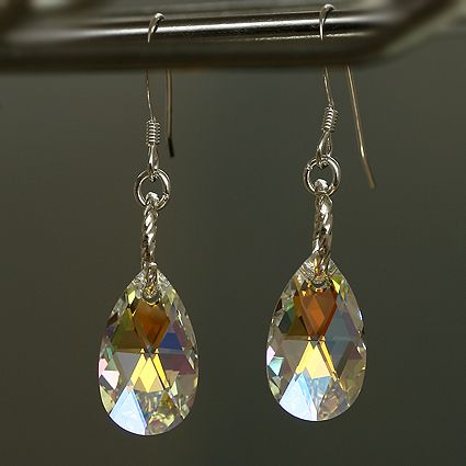 Swarovski 22mm Teardrop Crystal Dangle Earrings  