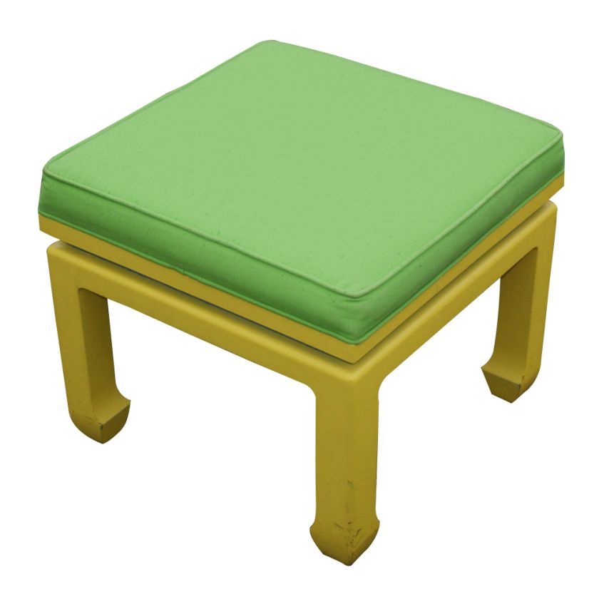   usa circa 1970s two stool ottomans wood with yellow finish featuring